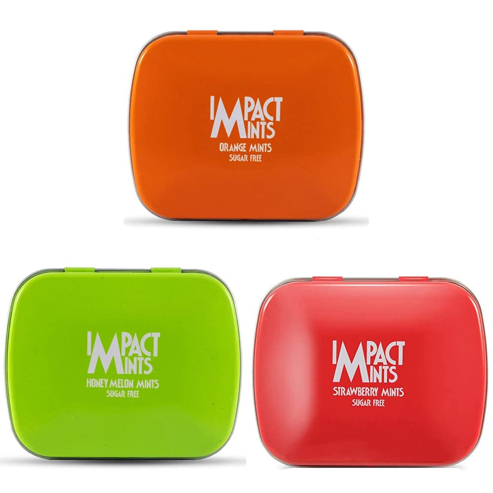 Impact Mints Sugar Free Mints Orange 14g, 14 g & Mints Sugar Free Mints Honey Melon 14g, 14 g & Mints Sugar Free Mints Strawberry 14g, 14 g