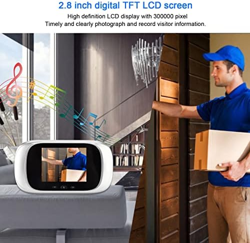 Digital Door Viewer, 2.8 inch smart visual cat eye, With high-definition camera & LCD screen, Extremely easy to operate,(gold) (Color : Silver)
