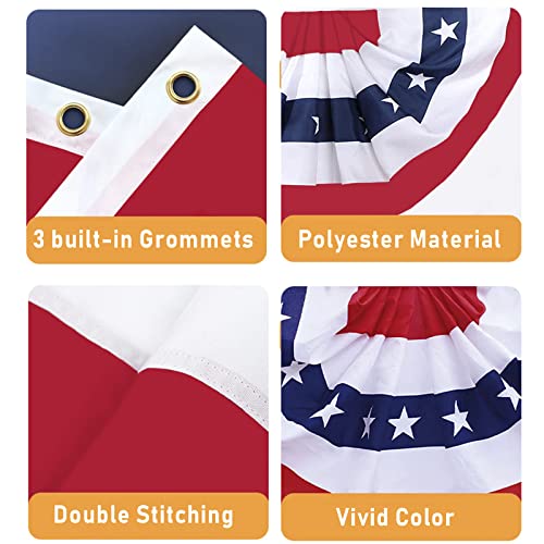 Pleated Fan Flag, Patriotic Bunting Flag 2 Pack 3X1.5 Ft American Bunting Flags With Brass Grommets For 4Th Of July/Memorial Day Decoration #TOP1