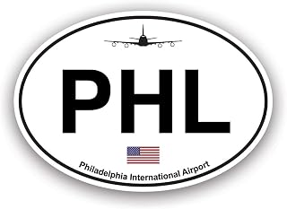 Philadelphia Airport Euro Oval Sticker Decal - Self Adhesive Vinyl - Weatherproof - Made in USA - PHL Philadelphia pa 6" Wide