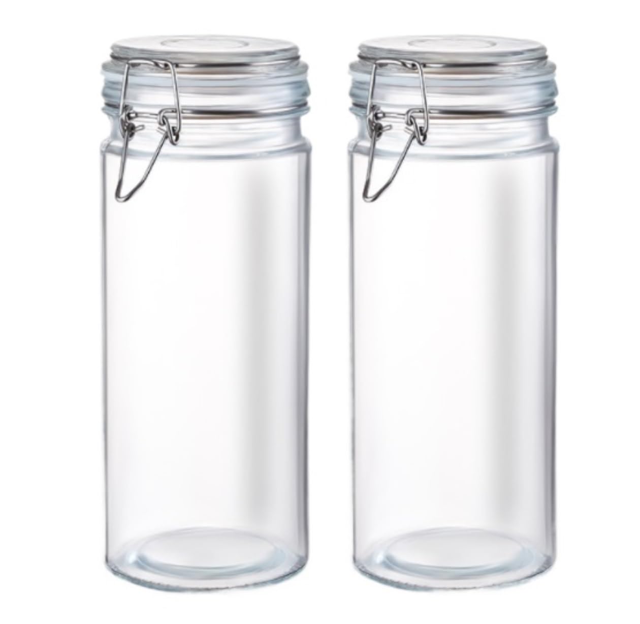 AMULONG Sweet Jars Apothecary 2Pcs Glass Jar With Lid Cylindrical Wide Mouth For Pasta Cookies Jars for Crafting(1600ml)