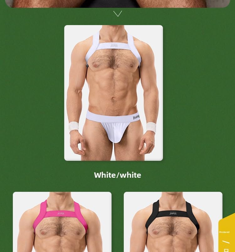 Bretelles réglables en nylon pour homme - Harnais de poitrine pour costume et style urbain (0,8 cm de largeur, noir/blanc/rose) - Taille unique pour 90-120 cm