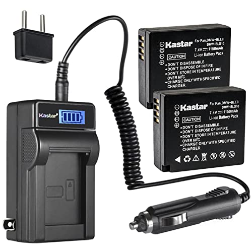 Kastar 2-Pack BP-DC15 Battery and LCD AC Charger Compatible with Leica BP-DC15 BPDC15 Battery, Leica BC-DC15 BCDC15 Charger, Leica D-Lux Type 109, Leica D-Lux 7, Leica C-Lux Digital Cameras