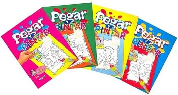PEGAR Y PINTAR CON PEGATINAS 4 TIT. DIF. by SERVILIBRO