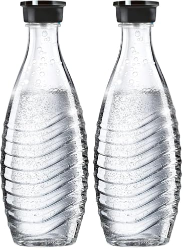 sodastream Caraffa di vetro con tappo per gasatori Penguin e Crystal, 615 ml (Confezione da 2)