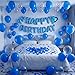 Wettal Blue Happy Birthday Balloons Decorations Birthday Balloon Letters Banner with 8 Pcs Love Balloons 24 Latex Balloon 1000 Rose Petals & 24 LED Candles for Hotel Men Women Room Party Decor