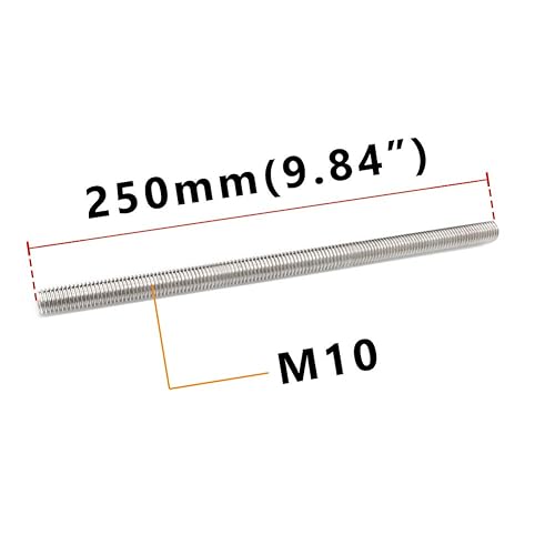 Miniatura 26 de Feelers Varilla roscada de acero inoxidable 304 M8-1.25, tornillo roscado largo, rosca derecha, 9.843 in de longitud【Paquete de 2】