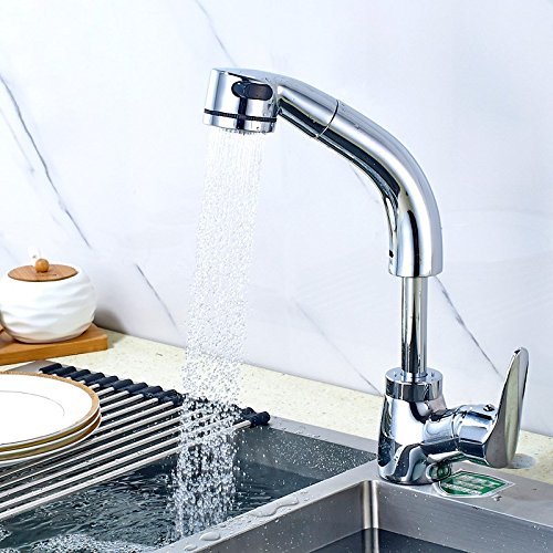 T-TSLT Grifo extraíble de cobre de la cocina Grifo caliente y frío, fregadero de doble uso de elevación y rotación retráctil