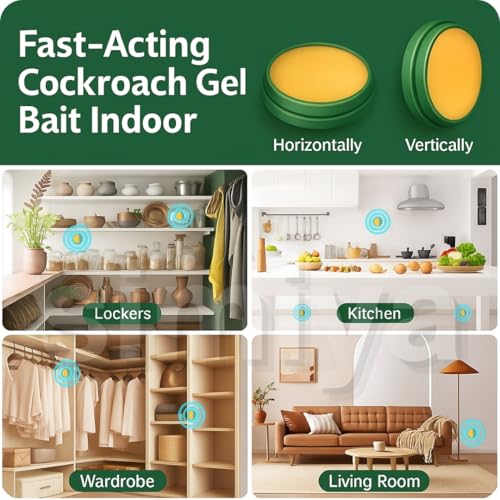 Image of Powerful Cockroach Killer Gel for Home | Strong Repellent Trap for Kitchen Roach Bait (12 Pieces)