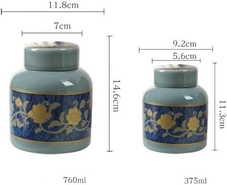 SONGCHAO Sugar Jar Ceramic Tea Jar Sealed Jar Household Loose Tea Storage Container Jar Chinese Retro Loose Tea Tea Jar Kitchen Jar Tea Canister (Color : Large)