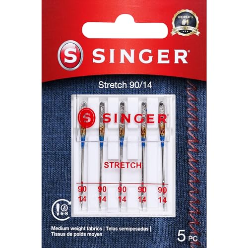 SINGER 04721 Size 90/14 Stretch Sewing Machine Needles, 5-Count