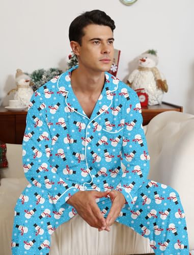 Image of RAISEVERN Couples Christmas Matching Pajamas 2 Piece Women Men Xmas Pjs Soft Pajama Set Long Sleeve Loungewear Warm Sleepwear