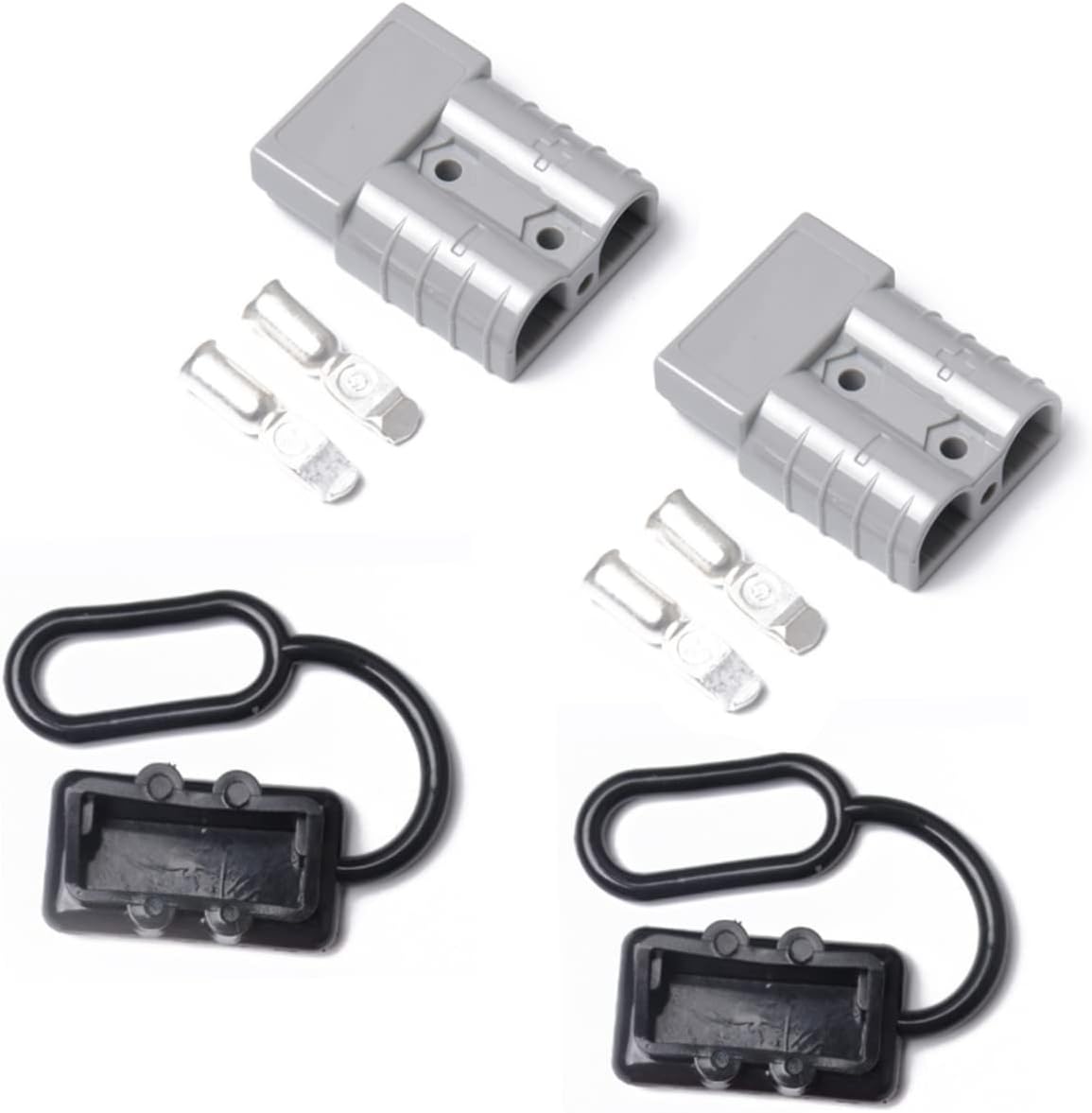 2sets 50a 600v Power Plug Connectors Wire Connectors Quick Connect/Disconnect Polycarbonate Shell for Winch/Trailer (Grey) 1900 Pair*2