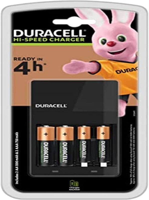 Duracell Battery Charger with 2 AA and AAA batteries 4 hours charge