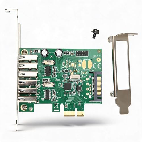 Image of Dilwe PCIE to USB Expansion Card 6 Ports, 480Mbps USB2.0 PCI Express Expansion Card USB Card for Desktop PC, for Windows 10, 8.1, 8, 7, XP, Vista