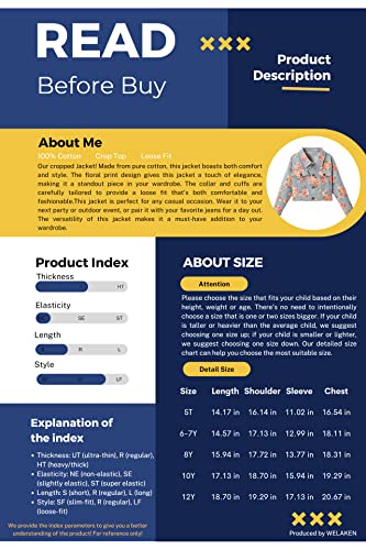 WELAKEN Print Denim Jacket for Girls & Kids II Little Girl's Button Down Crop Jean Jacket Coat2