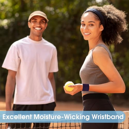 Image of 8 Pack Wrist Sweat Bands for Men Women, Absorbent Sports Wristband