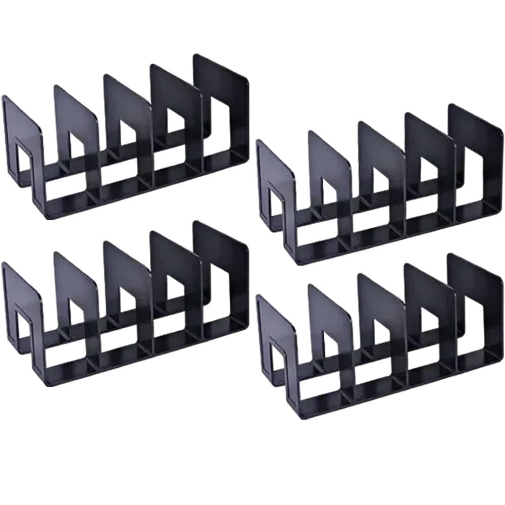trieurs de dossiers en acrylique, 4 grandes fentes, organisateur de bureau, organisateur de porte-dossiers de bureau, support de rangement de pour livre (Noir)