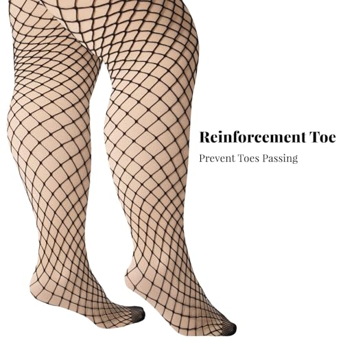 Moon Wood Plus Size Fishnet Stockings Womens Sheer Silicone Lace Top Stay Up Lingerie Fishnets Thigh Highs Stockings4