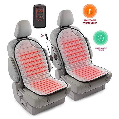 Zento Deals Car Heated Seat Cover Cushion Hot Warmer - 2-Piece Set 12V Heating Warmer Pad Hot Gray C - //coolthings.us