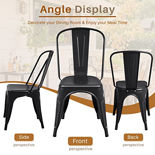 Furmax 003BK Metal Dining Chair Indoor-Outdoor Use Stackable Classic Trattoria Chair Chic Dining Bistro Cafe Side Metal Chairs Set Of 4  thumb #6
