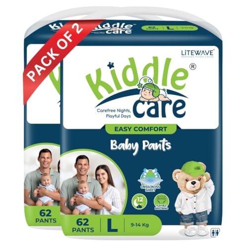 Image of Easy Comfort Diaper Pants for Babies | Large (L) | 124 Pieces Pack | 9-14 Kg | Soft Breathable Pants with 12 Hour Dryness & Leakage Guard
