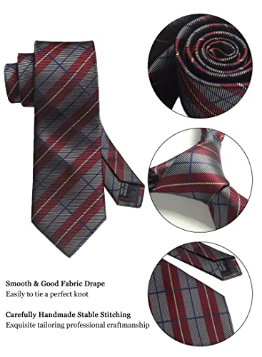 Image of Striped Plaid Polka Dot Mens Tie Formal Necktie Pocket Squares Ties Clips Cufflinks Classic for Men Set