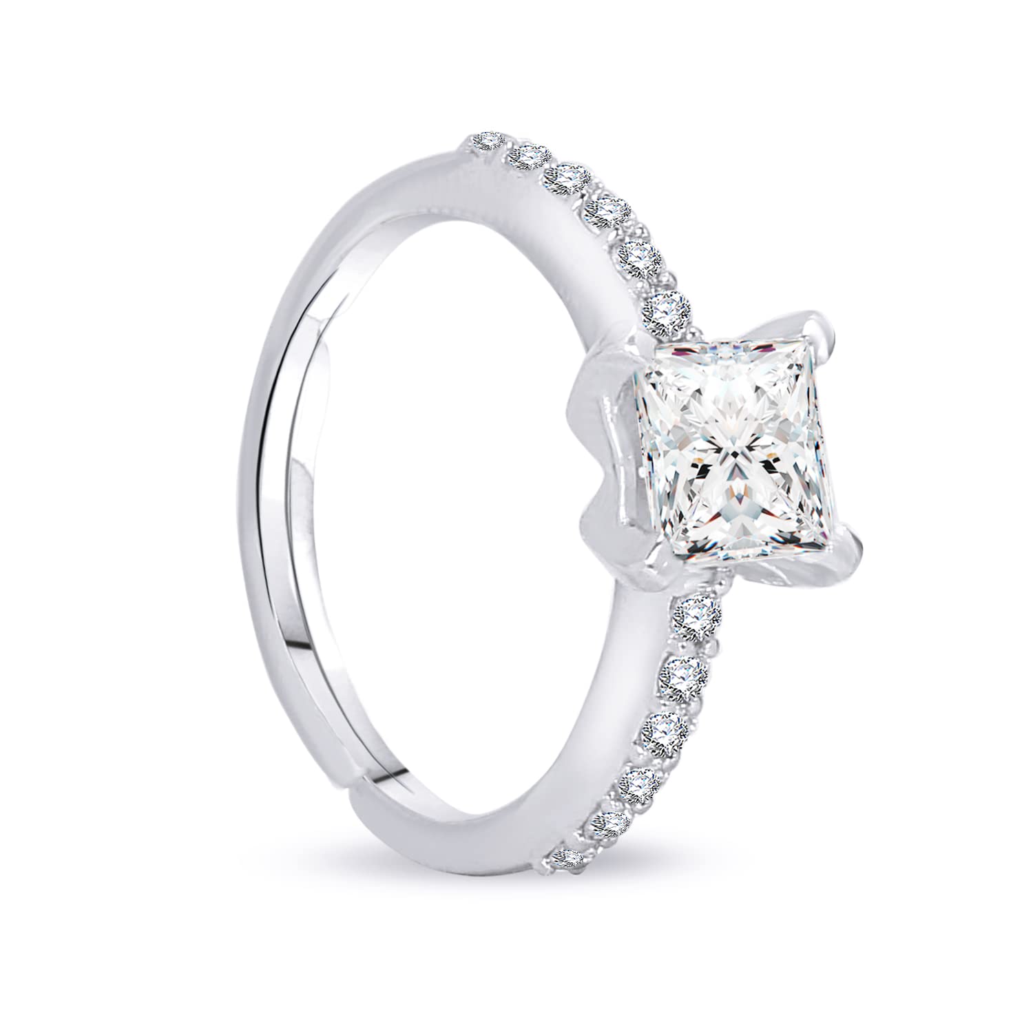 NEMICHAND JEWELS Pure 925 Silver Solitaire Adjustable Rings For Women (B09J3XY76H) Amazon Price History, Amazon Price Tracker