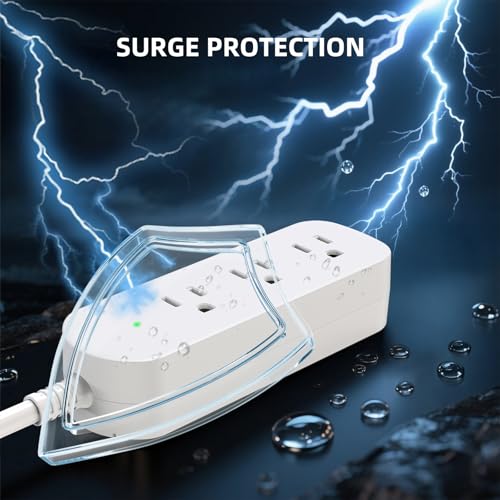 KPQ Extensión con protector contra sobretensión impermeable IPX6, 1.52 m, 3 tomas, 1625W/13A, montable en pared, color blanco miniatura 3