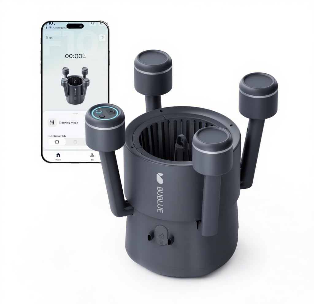 buvortex v5 robotic surface skimmer, pool cleaner with powerful suction, 5l filter, dual cleaning modes, smart app control, one-tap docking, led, ai navigation, for pools up to 538 sq.ft.