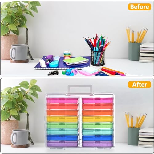 Haundry PSB-001 Photo Storage Box With 16 Inner 4 Inch X 6 Inch Photo Case, Portable Storage Organizer thumb #2