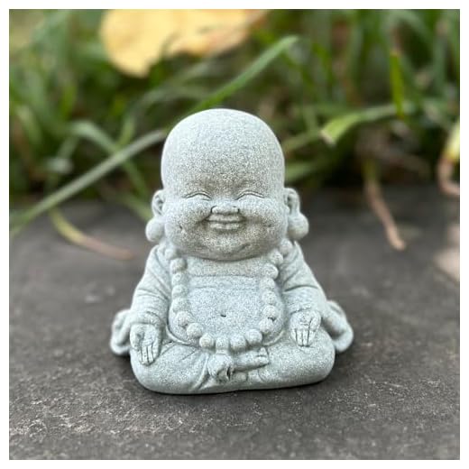 XYLIBLLA Zen Monk Buddha Statue Zen Garden Decor, Buddha Sandstone Statues Home Feng Shui Décor, Tiny Cute Baby Buddha Statue for Home, Fish Tank, Outdoor Garden Landscape Decoration(Meditate Buddha)