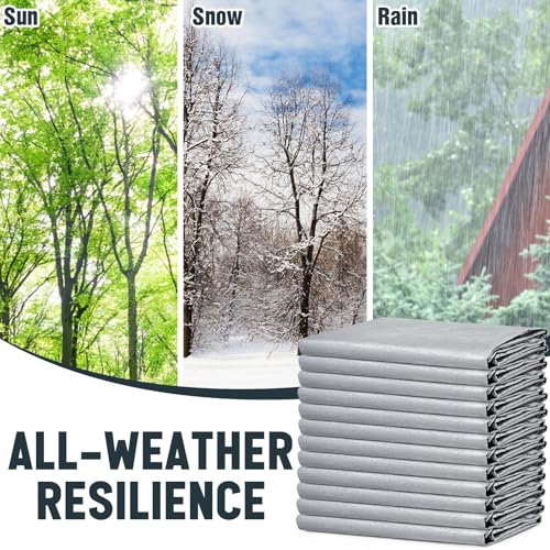 Image of 12 Pack Silver Tarps 6 x 8 ft, 5.5 Mil Waterproof Reflective Tarps, UV Resistant Sun Shade Tarp, Heavy Duty Roof Tarp for Roof Protection, Boat Cover, RV Cover, Cars, Patio Furniture, Camping