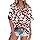WNEEDU Tee Shirt Oversize Femme Col V été Haut Femme Manches Courtes Chemisier Top été Décontractée Léger et Aéré Grande Taille Fleur Blanche Rouge 3XL