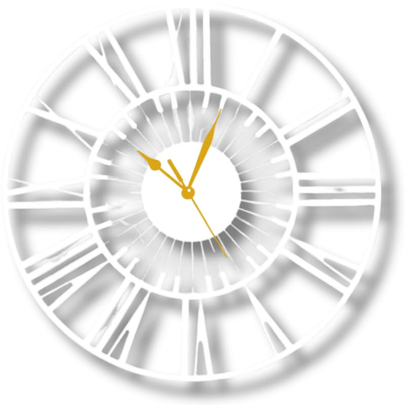 Antique Silent Metal Analog Wall Clock for Home, Gym, Living Room & Kitchen| Big Size Modern Decorative Wall Watch for Home Décor - Piano (White-40 Cm 16 inch)-image-14