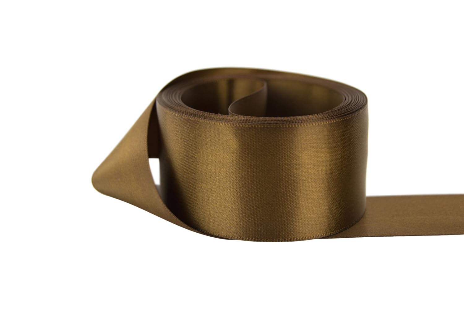 Ribbon Bazaar Double Faced Satin - Premium Gloss Finish - 100% Polyester Ribbon for Gift Wrapping, Crafts, Scrapbooking, Hair Bow, Decorating &amp; More - 1-1/2" Milk Chocolate 50yd Spool