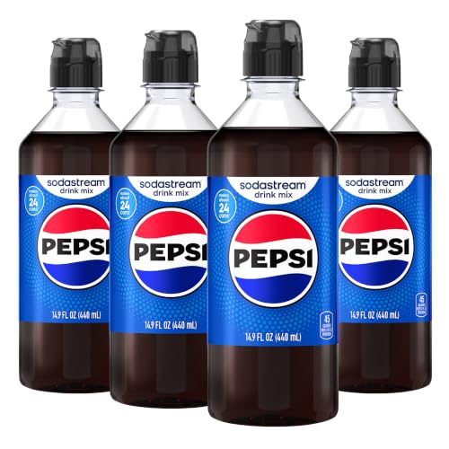 Image of SodaStream Pepsi Drink Mix, 4 Pack Cola Syrup for Sparkling Water Makers, Real Taste Pepsi Syrup, Control Your Fizz with Soda Stream Flavors, 4 x 14.9 Fl Oz (440ml)