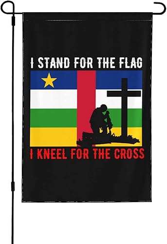 LIFANGMI I Stand For The Central African Republic Flag And I Kneel For The Cross Garden Flag 12.5"x18" Inch Double Sided Garden Flags Home Lawn