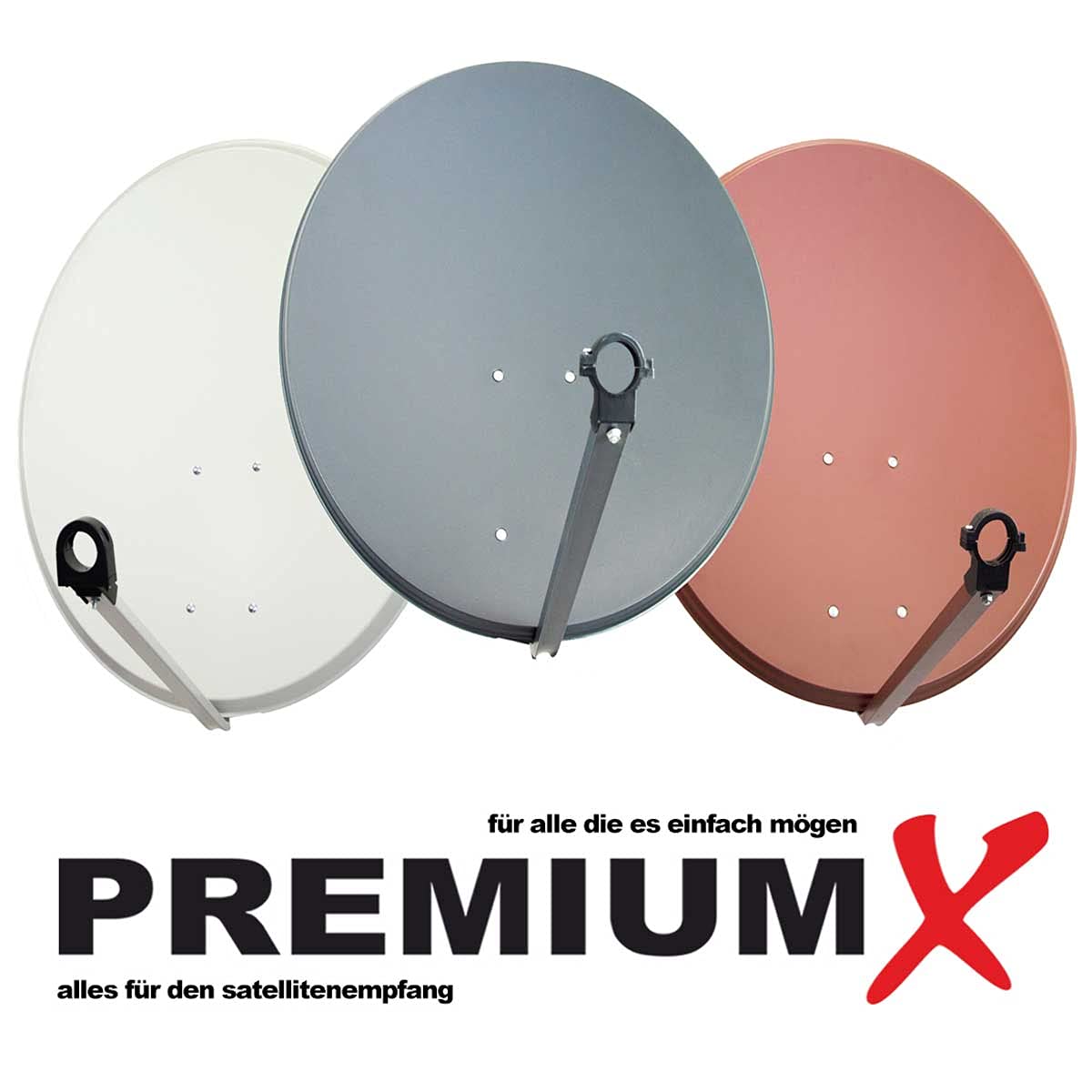 Premium X Satelliten-Komplettanlage 100cm Satellitenschüssel Anthrazit Satellitenantenne Quad LNB F-Stecker, SAT bis 4 Teilnehmer
