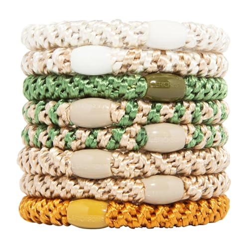 Image of L. Erickson Hair Ties, 8 Count - Grab & Go Ponytail Holders - No Damage for Thick Hair - Strong, Stretchy & Snag-Free - Hair Accessories, Blonde