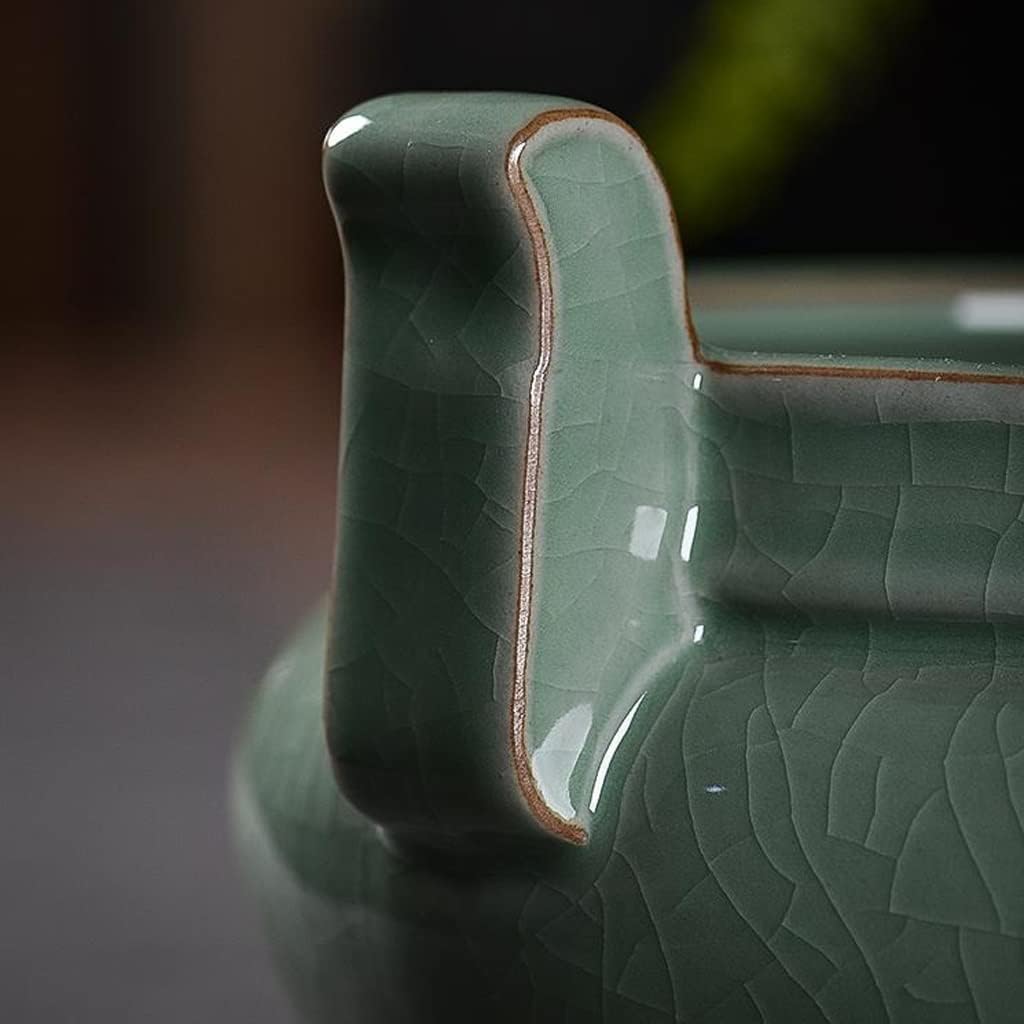 Incense Holder Incense Burner Incense Waterfall Celadon Censer Large Household Indoor Worship Censer Furnace Buddha Hall Antique Ceramic Ornaments Backflow Incense Burner