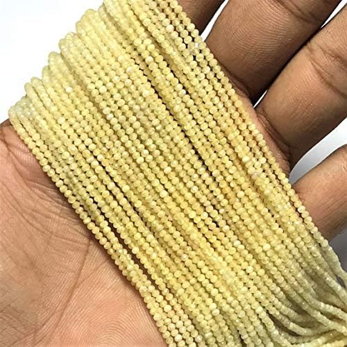 yellow calcite beads, faceted rondelles gemstone beads, calcite rondelles beads, gemstone beads, 2 mm, 12" inch strand