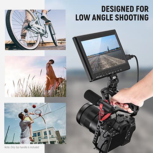 Image of NEEWER Camera Top Handle with 3 /8 inch ARRI Locating Pins, Comfort Silicone Grip with 1 /4 inch 3 /8 inch Threads and 3 Cold Shoes, Compatible with SmallRig Handles Camera Cages Video Rigs, CA007