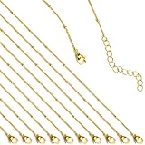 Stino 10 Pack Adjustable Satellite Necklace Chains for Jewelry Making, 18K Gold Plated, 18-22 Inch, Bulk Jewelry Finding Supplies