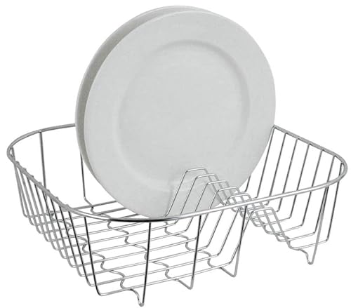 apollo THE HOUSEWARES BRAND Chrome Dish Drainer Rack Small, Durable Chrome Wire, 34x34x10cm, Silver