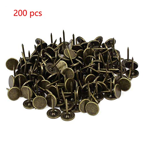 Sydien 7/16 Inch Dia Flat Head Upholstery Tacks/Nails Thumb Push Pins Bronze Tone 200Pcs