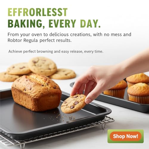 Image of NutriChef 10-Piece Nonstick Kitchen Oven Baking Pans - Premium & Stylish Non-Stick Carbon Steel - Commercial Grade Restaurant Quality Metal Bakeware with Silicone Handles - Easy to Clean, NCSBS10S