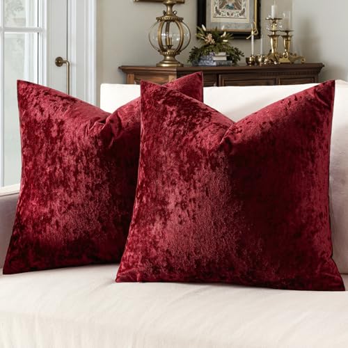 MIULEE Velvet Throw Pillow Covers Set of 2, Soft Neutral Decorative Pillow Cases with...