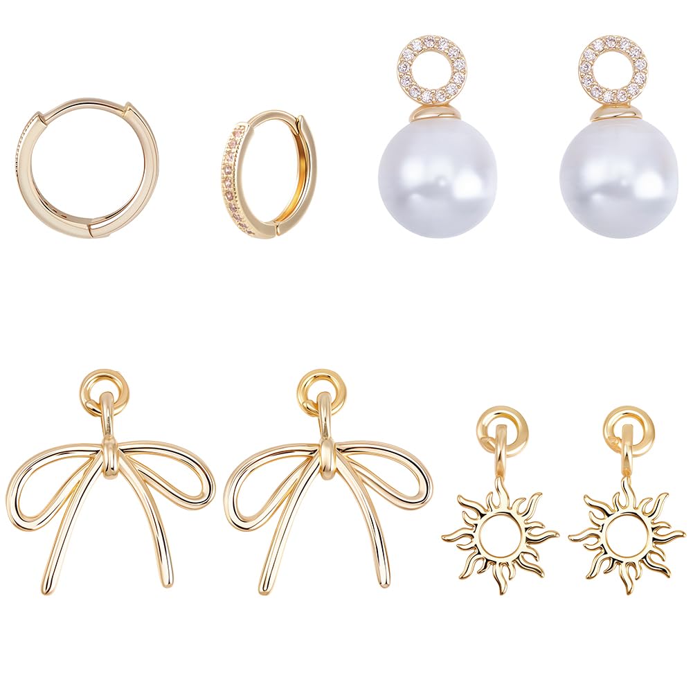 Boucles d'oreilles créoles plaquées or 14K avec breloques nœud soleil tendance