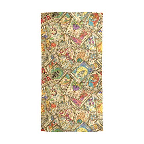 Vintage Tarot Cards Old Retro Style Women Long Silk Scarf, Shawl Chiffon Large Stole Headscarf, Lightweight Sunscreen Satin Scarves Wraps for Wedding Party Gift2